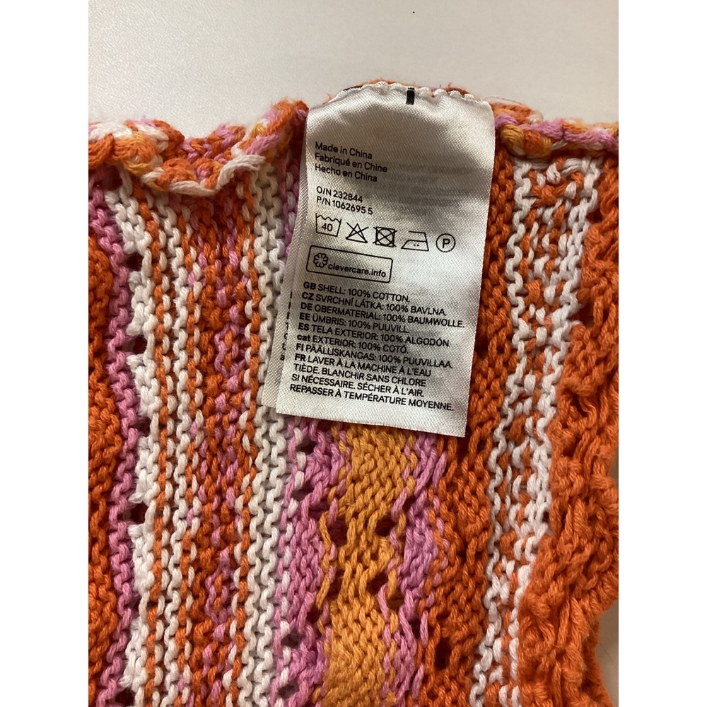H&M Divided Orange Pink Crochet Knit Crop Top‎ Boho Striped Tank Small - Picture 6 of 6